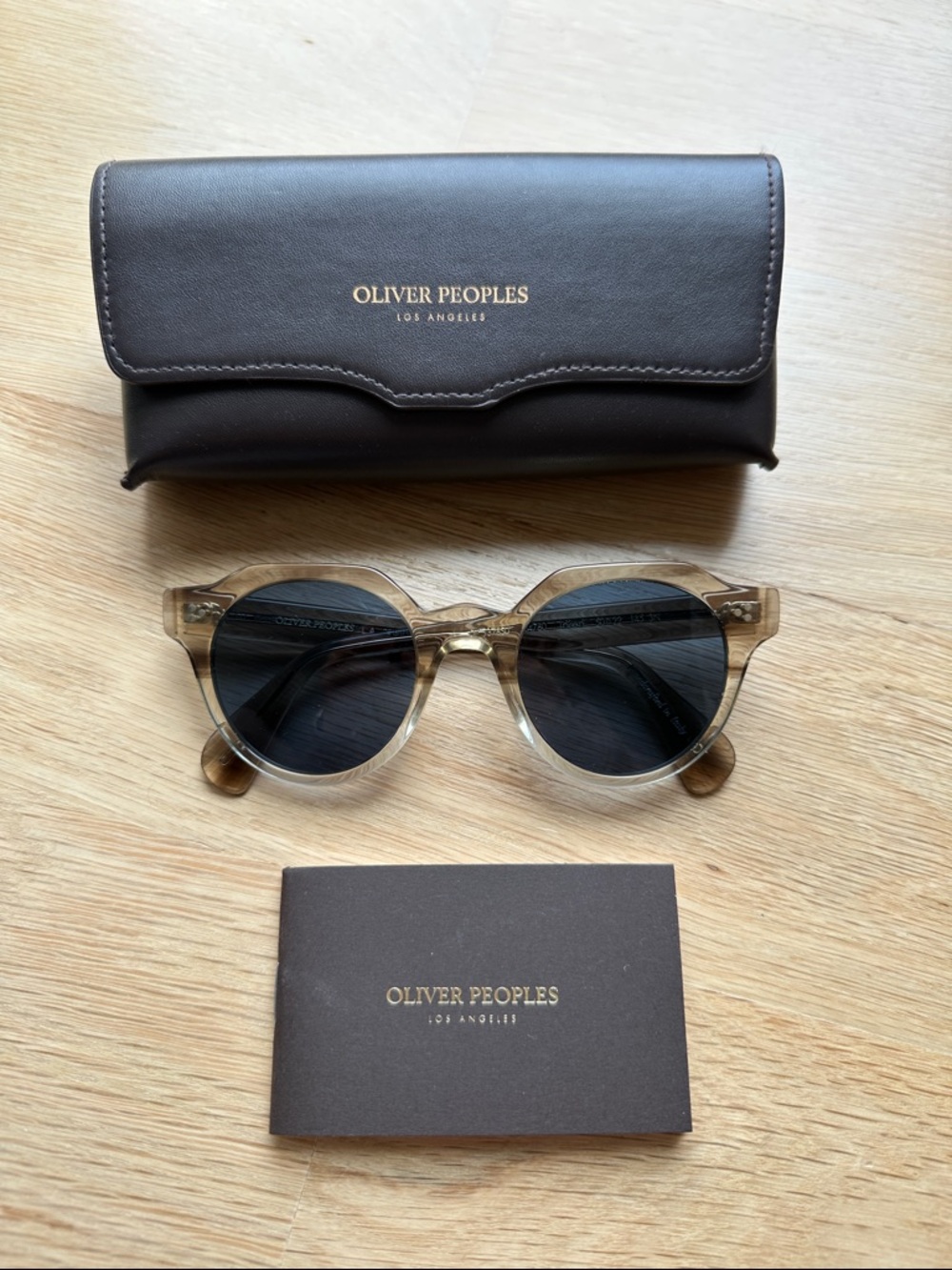 Oliver Peoples IRVEN Transparent Brown Round Sunglasses with Dark Lenses